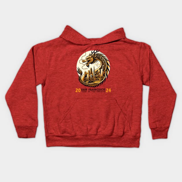 Dragon Over San Francisco - Chinese New Year 2024 Kids Hoodie by 2HivelysArt